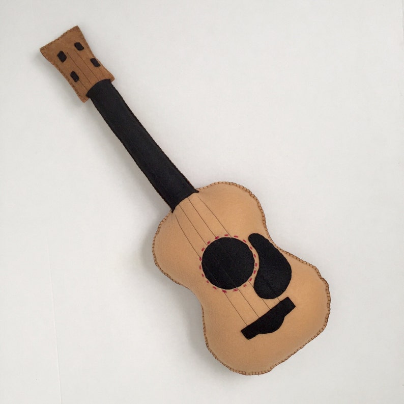 Toy Guitar, Plush Guitar, felt guitar, pretend play, stuffed guitar, toy instruments, baby instruments, music toys image 1
