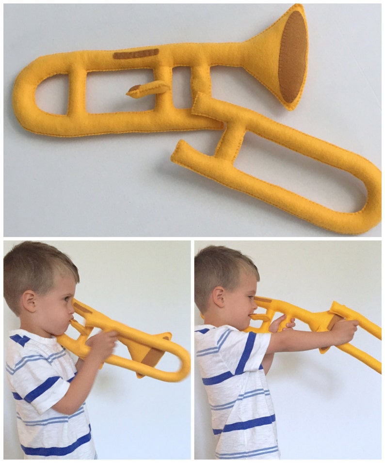 Toy Trombone Toy Instruments Felt Toys Stuffed Instruments Etsy
