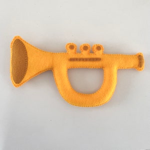 Toy Trumpet, Felt Toys, Toy Instruments, Stuffed Trumpet, Plush Trumpet, Baby Trumpet, Baby Gift, Baby Music, Baby Musician, Pretend Play image 1