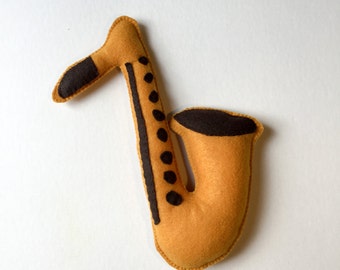 Toy Saxophone, Plush Saxophone, Stuffed Saxophone, Pretend Play, Baby Saxophone, Baby Gift, Felt Toys, Music Nursery