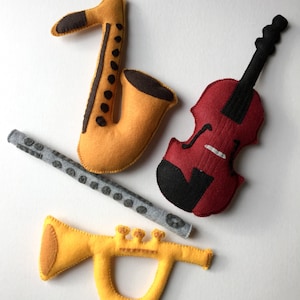 Toy Trumpet, Felt Toys, Toy Instruments, Stuffed Trumpet, Plush Trumpet, Baby Trumpet, Baby Gift, Baby Music, Baby Musician, Pretend Play image 3