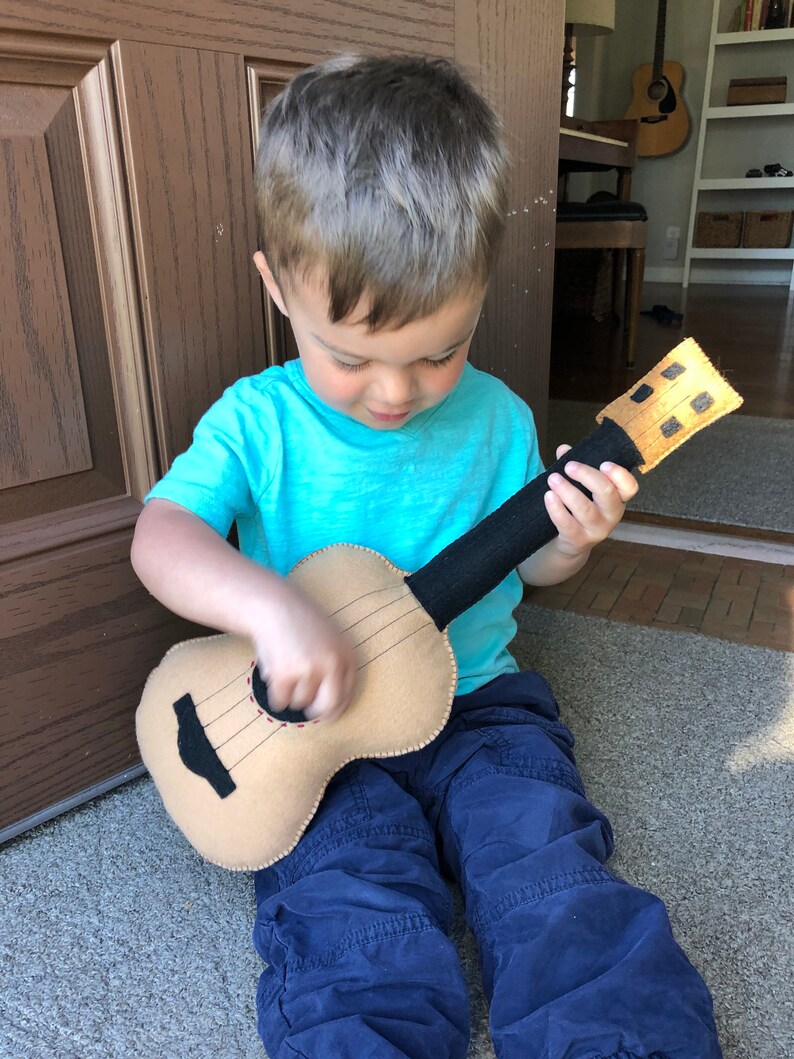 Toy Guitar, Plush Guitar, felt guitar, pretend play, stuffed guitar, toy instruments, baby instruments, music toys image 3
