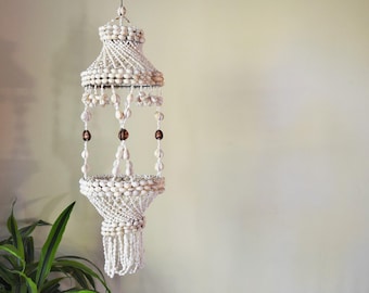Vintage Shell Plant Hanger, Shell Chandelier, Mid Century Plant Hanger, Bohemian Plant Hanger- Beach Decor