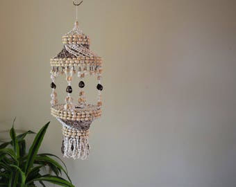 Vintage Shell Plant Hanger, Shell Chandelier, Mid Century Plant Hanger, Bohemian Plant Hanger, Shell Mobile- Beach Decor