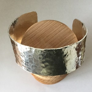 Sterling Silver Wide Classic Planished Cuff Bracelet-Unisex