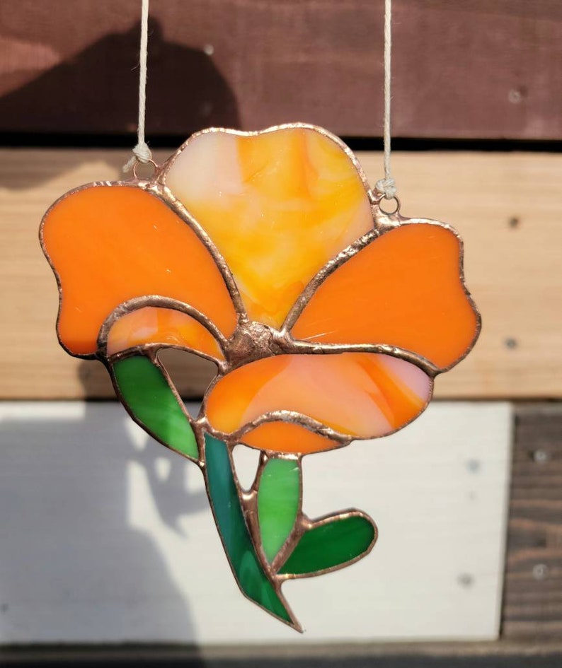 Stained Glass California Poppy Etsy
