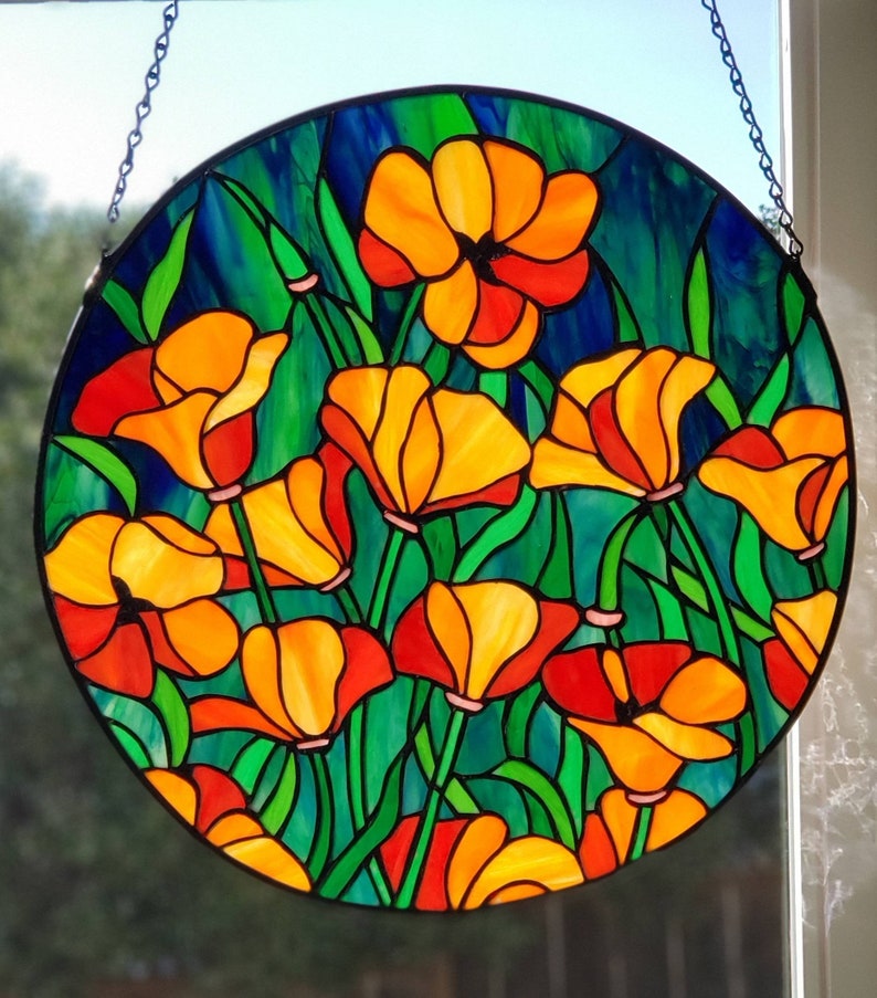 Stained Glass California Poppies Etsy
