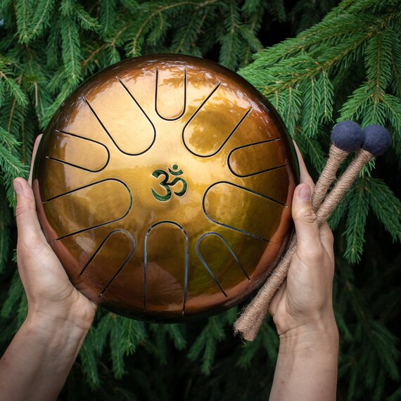 TUNABLE 9 Steel Tongue Drum Om Handpan, Tank Drum, Steel Drum 440 or 432 Hz  