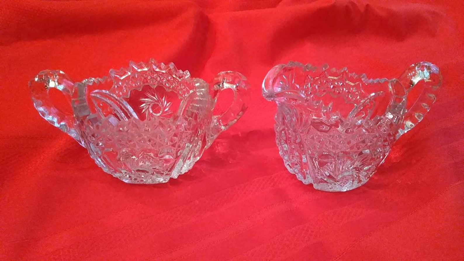 Vintage Lead Crystal Sugar Bowl and Creamer Etsy