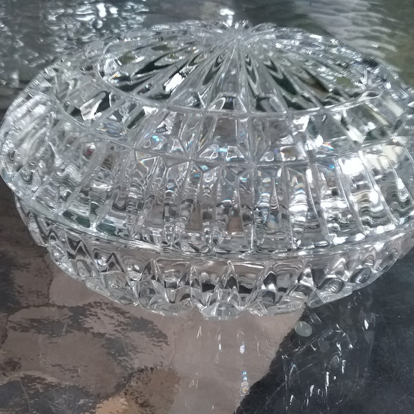 Leaded Crystal Egg Shaped Crystal Trinket Dish with Lid
