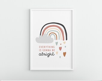 Everything is gonna be allright  printable wall art, baby poster, Nursery printable, wall decor print, baby stats sign, playroom, kids art