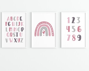 Nursery prints, Playroom decor, Set of 3 prints, Kids printables, Nursery wall art, Set of 3 printable art, Printable decor, kids room decor