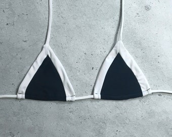 Black & White Bikini Top / Colorblock Triangle Bikini Top