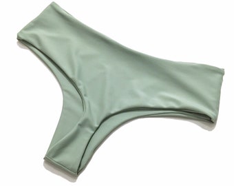 Mid Rise Thong Bikini Bottom / Hipster Cheeky Thong Bikini / More Colors Available
