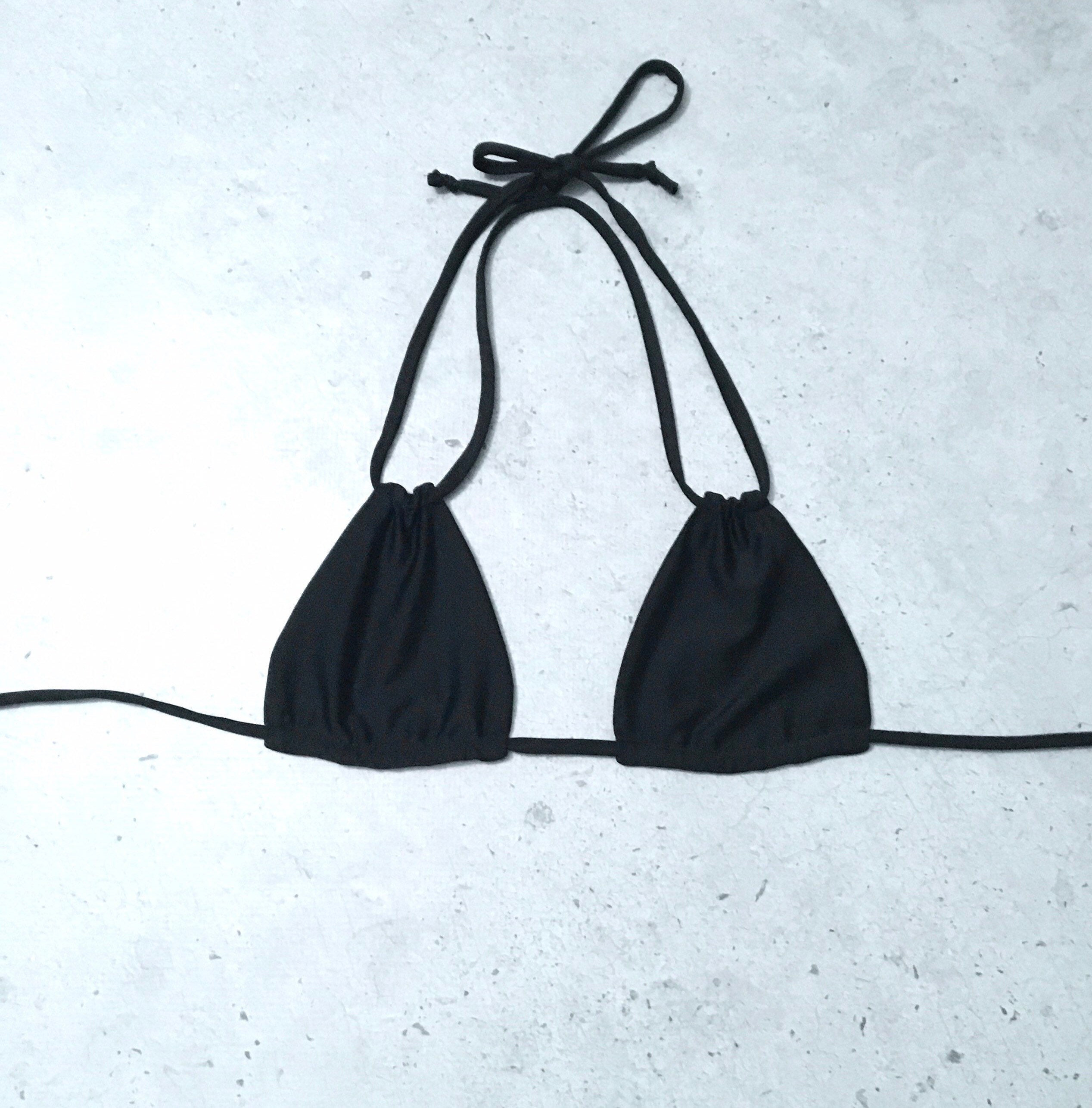 plain black bathing suit top