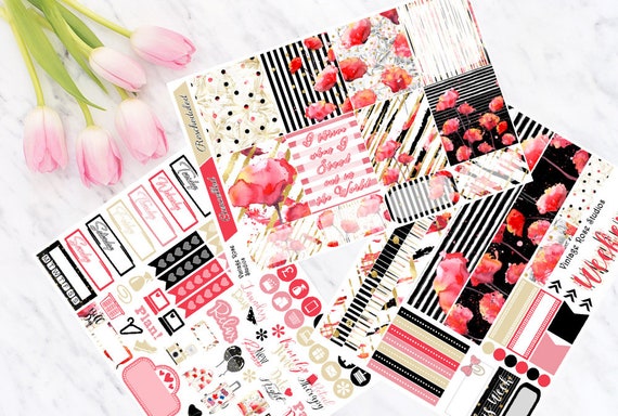 Pink Flamingo Horizontal Weekly Kit Planner Stickers for Erin Condren Planners
