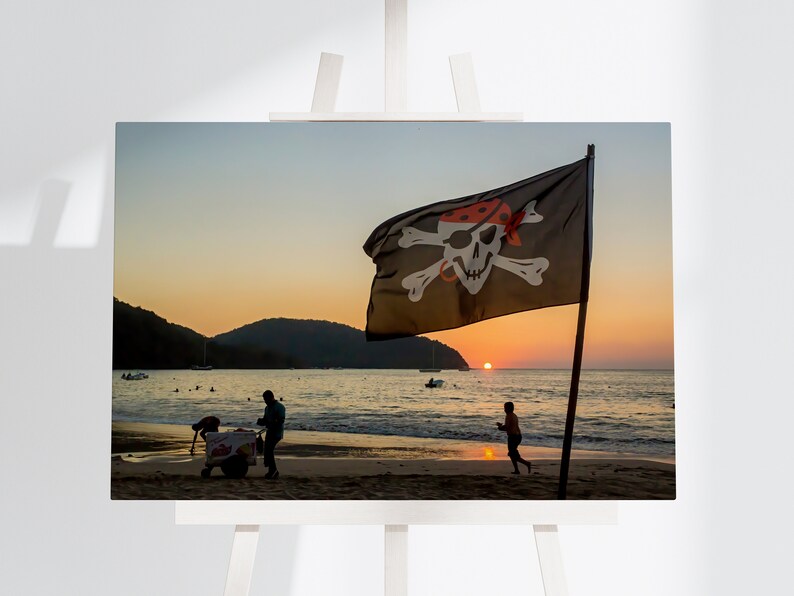 Pirate Flag Poster PRINTABLE Photography Art Beach Sunset image 1