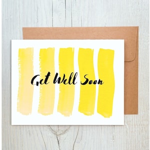 Get well soon card, get better card, sympathy card, recovery card, encouragement card, minimalist printable greeting typography card,
