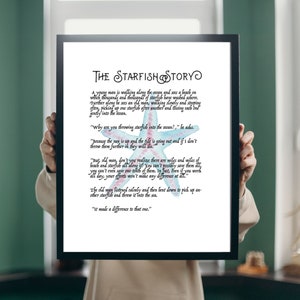 Starfish story watercolor instant download printable, beach theme gift- nautical theme-makes a difference, adoption gift