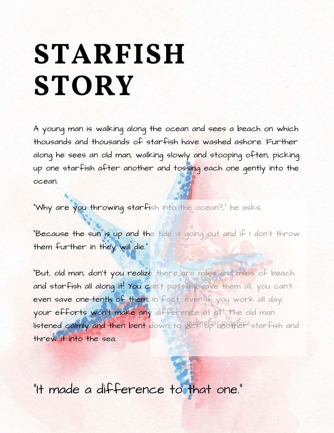 Starfish Story Watercolor Instant Download Printable Beach - Etsy UK