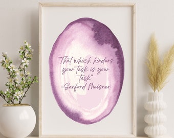 That which Hinders your task - Purple, Sanford Meisner Quote, Inspirational Art Print, Positive Mindset Print, Motivational Wall Decor