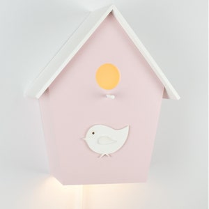 Kinderzimmerlampe Wandlampe Vogelhauslampe in rosa Bild 1