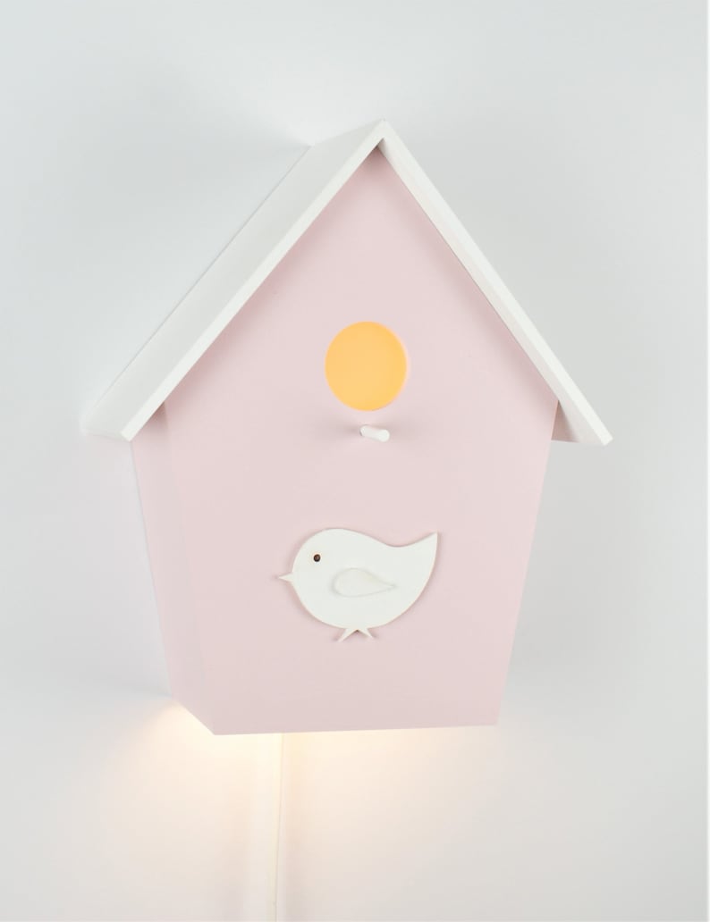 Kinderzimmerlampe Wandlampe Vogelhauslampe in rosa Bild 1