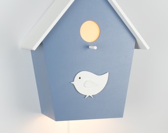 Children's room lamp birdhouse lamp dove blue