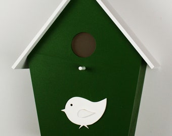 children's lamp, nursery lamp, birdhouse lamp green