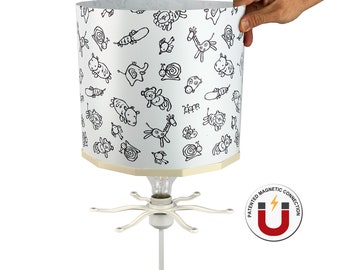 Colouring Animals Table Lamp Educational Ideal for Children's Room and Nursery, Magnetic