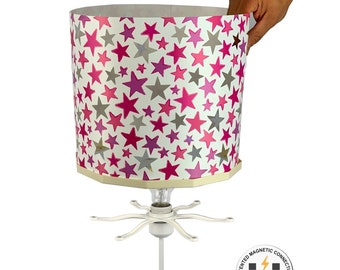 Pink Stars Bedside Table Desk Lamp for Beautiful Stars Projection on The Walls ideal for Nursery or Children's Rooms, Magnetic