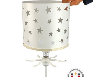 White Stars Bedside Table Desk Lamp for Beautiful Stars Projection on The Walls ideal for Nursery or Children's Rooms, Magnetic