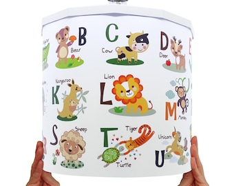 ABC Animals Lampshade Educational Ideal for Children's Room and Nursery Ceiling Pendant Magnetic