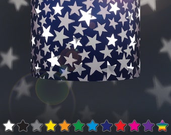 Navy Blue Stars Lampshade Ideal for Nursery Beautiful Night Light Stars Projection on The Walls, Ereki Ceiling Pendant Magnetic Set included