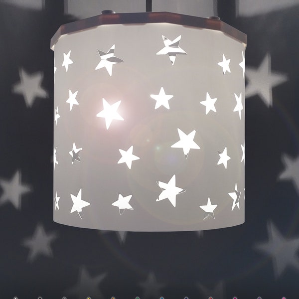 White Stars Lampshade Ideal for Nursery Beautiful Night Light Stars Projection on The Walls, Ereki Ceiling Pendant Magnetic Set included