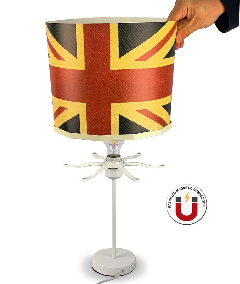 Union Jack Flag Bedside Table Desk Lamp Modern Contemporary, Magnetic image 1