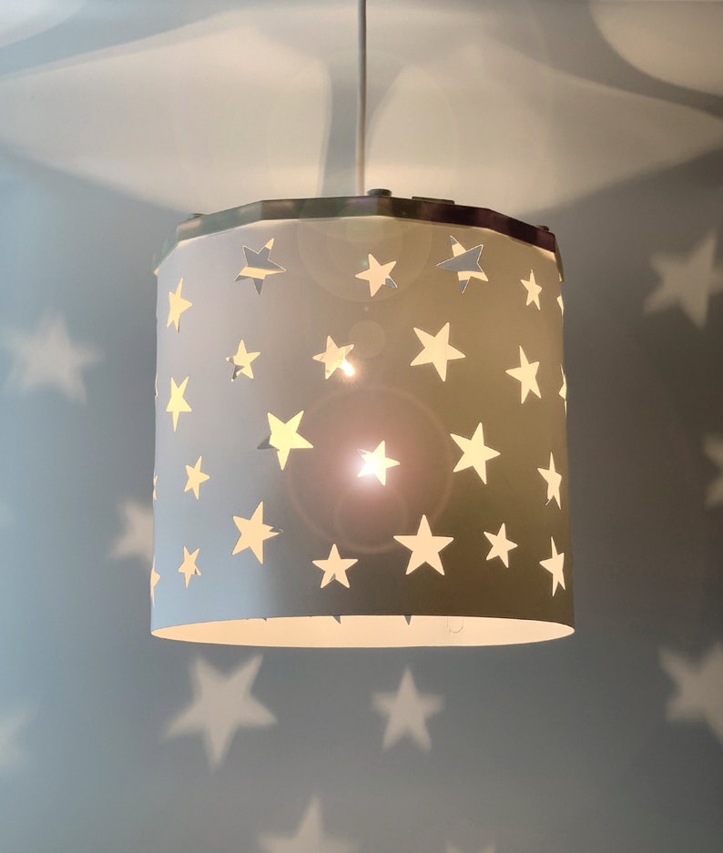 White Stars Lampshade Ideal For Children S Room And Nursery Beautiful Projection On The Walls Ceiling Pendant Magnetic