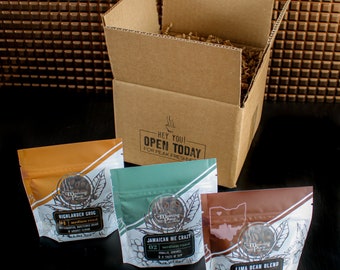 Coffee of the Month SAMPLER Subscription, Fresh Coffee Beans Flavored & Origin, Seasonal Flavors. for you or any Coffee Lover ships FREE