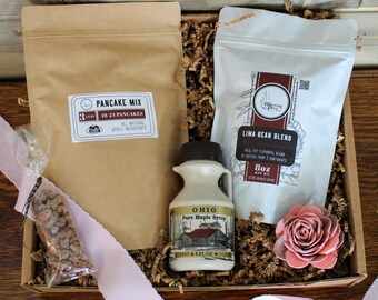 Breakfast in Bed Mother's Day Gift Box | Pancakes & syrup, freshly roasted coffee | Mothers Day Gift Basket | Gift for Mom