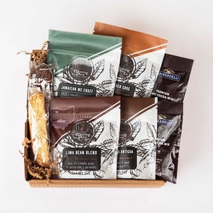 Coffee Lover Sampler Gift Box, Coffee, Biscotti, & Ghirardelli, Hostess Gift, Birthday Gift, Thank You Gift, Gift for Her, Gift for Him