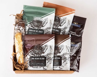 Coffee Lover Sampler Gift Box, Coffee, Biscotti, & Ghirardelli, Hostess Gift, Birthday Gift, Thank You Gift, Gift for Her, Gift for Him