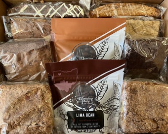 Breakfast Gift Box with Gourmet coffee, coffee cake, brownies, and Italian biscotti, Food Gift Basket, Gift for Her, Gift for Him