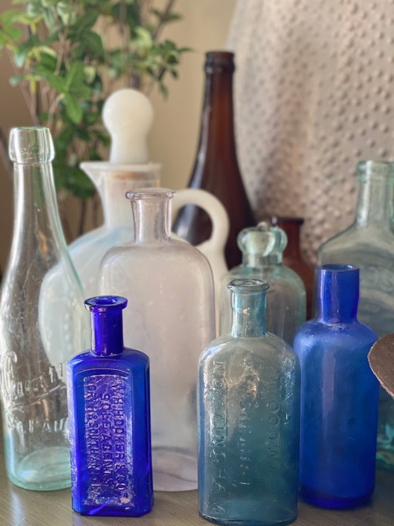 Vintage Glass Bottles Etsy