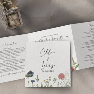 Wedding invitations, Secret Garden Concertina Tri Fold 6 Page Wedding Invites