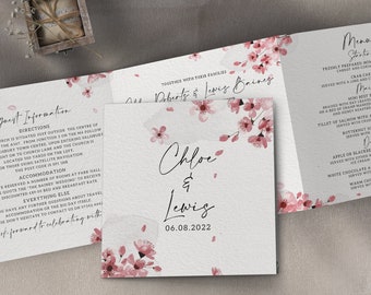 Wedding invitations, Blossom Concertina Tri Fold 6 Page Wedding Invites