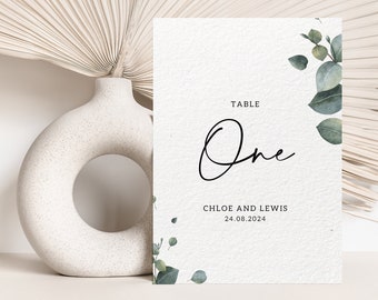 Eucalyptus Wedding Table Signs