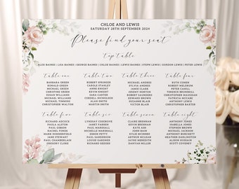 Elegant Pink Rose Table Plan - Ideal Seating Chart for Weddings and Events