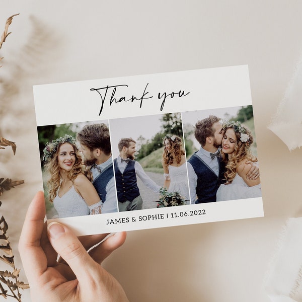 Wedding Thank You Card With Photo, Thank You Wedding Cards, Thank You Card Wedding, Personalised Thank You Cards, Thank You Photo Card #8