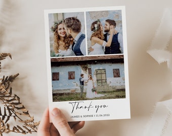 Double Sided Wedding Thank You Card with Photo, Personalised Wedding Thank You Cards, Printed Wedding Thank You Postcard with Envelopes #32