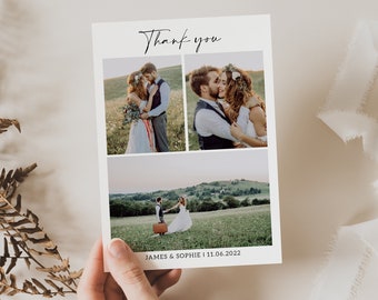 Wedding Thank You Card with Photo, Wedding Photo Thank You Cards, Rustic Wedding Thank You Card, Personalised Wedding Thank You Card #21